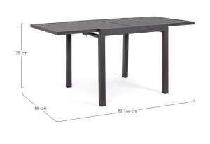 Tavolo Allungabile Pelagius 83-166x80 Antracite Bizzotto