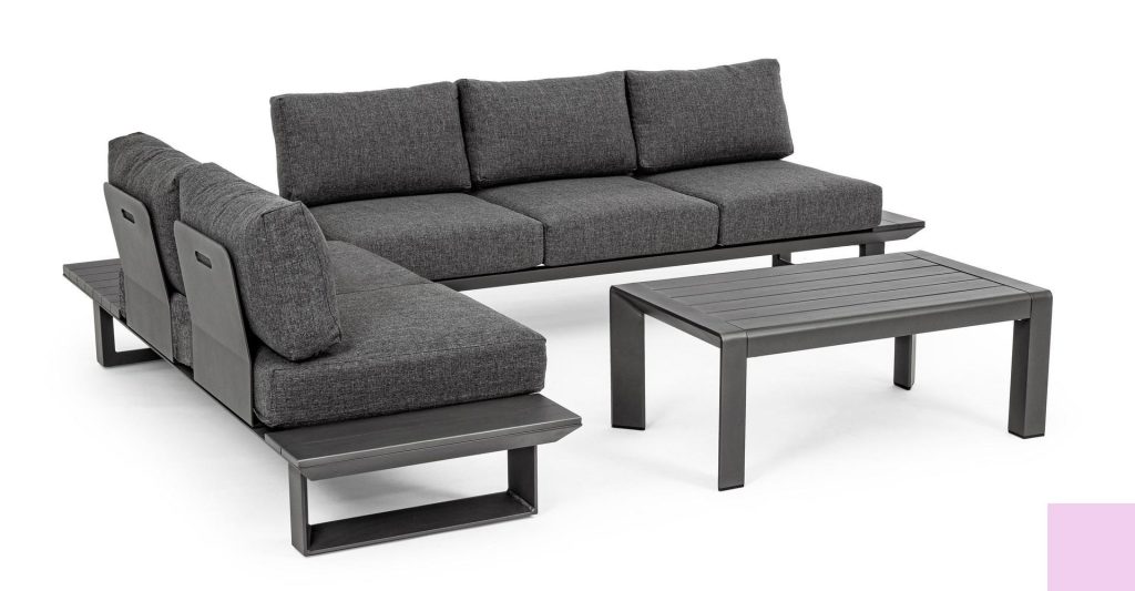 Set Salotto Angolare Con Cuscini Konnor Antracite