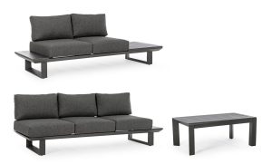 Set Salotto Angolare Con Cuscini Konnor Antracite
