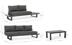 Set Salotto Angolare Con Cuscini Konnor Antracite