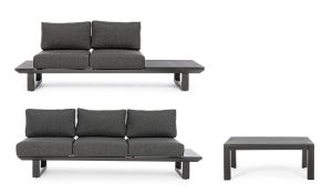 Set Salotto Angolare Con Cuscini Konnor Antracite