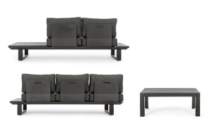 Set Salotto Angolare Con Cuscini Konnor Antracite