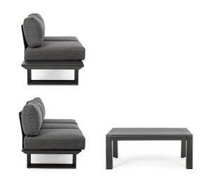 Set Salotto Angolare Con Cuscini Konnor Antracite