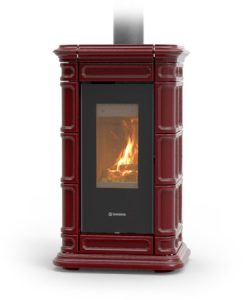 Stufa a legna Saint Moritz Wood Maiolica Bordeaux - Thermorossi