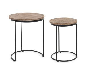 Tavolino Walton D.46 in Acciaio e Legno di Mango