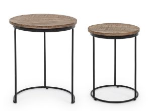Tavolino Walton D.46 in Acciaio e Legno di Mango