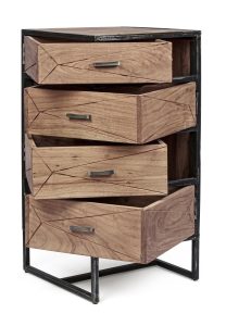 Cassettiera 4C Egon: Legno Acacia e Acciaio
