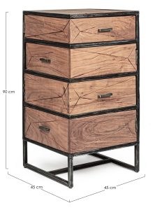 Cassettiera 4C Egon: Legno Acacia e Acciaio