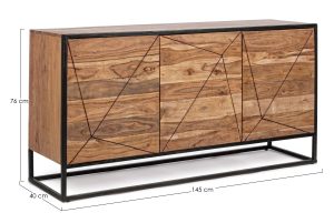 Credenza Egon 3A: Legno Acacia Massello e Acciaio