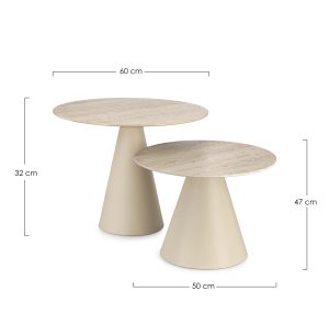 Tavolino Hardy To Alto Piccolo: Ceramica Effetto Travertino e Acciaio