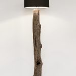 Piantana Kleta Nero H180: Legno Teak Riciclato, Acciaio e Cotone