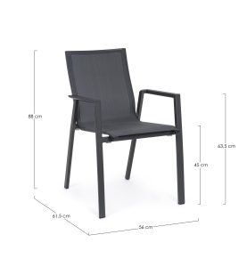 Sedia Krion Antracite Con Braccioli