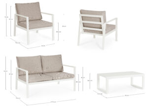 Set Salotto Con Cuscini Hilde Bianco LD30