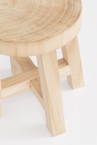 Tavolino Porta Vaso Yako in Legno Naturale Paulownia