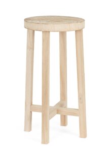 Tavolino Porta Vaso Yako To in Legno Naturale D40x80H