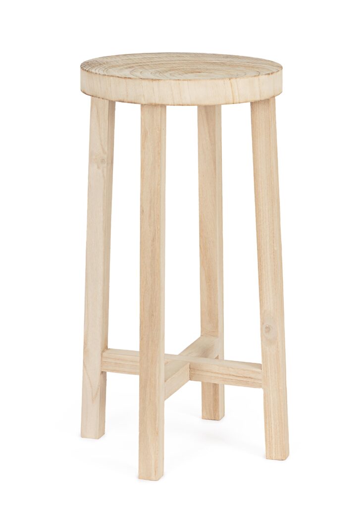 Tavolino Porta Vaso Yako To in Legno Naturale D40x80H