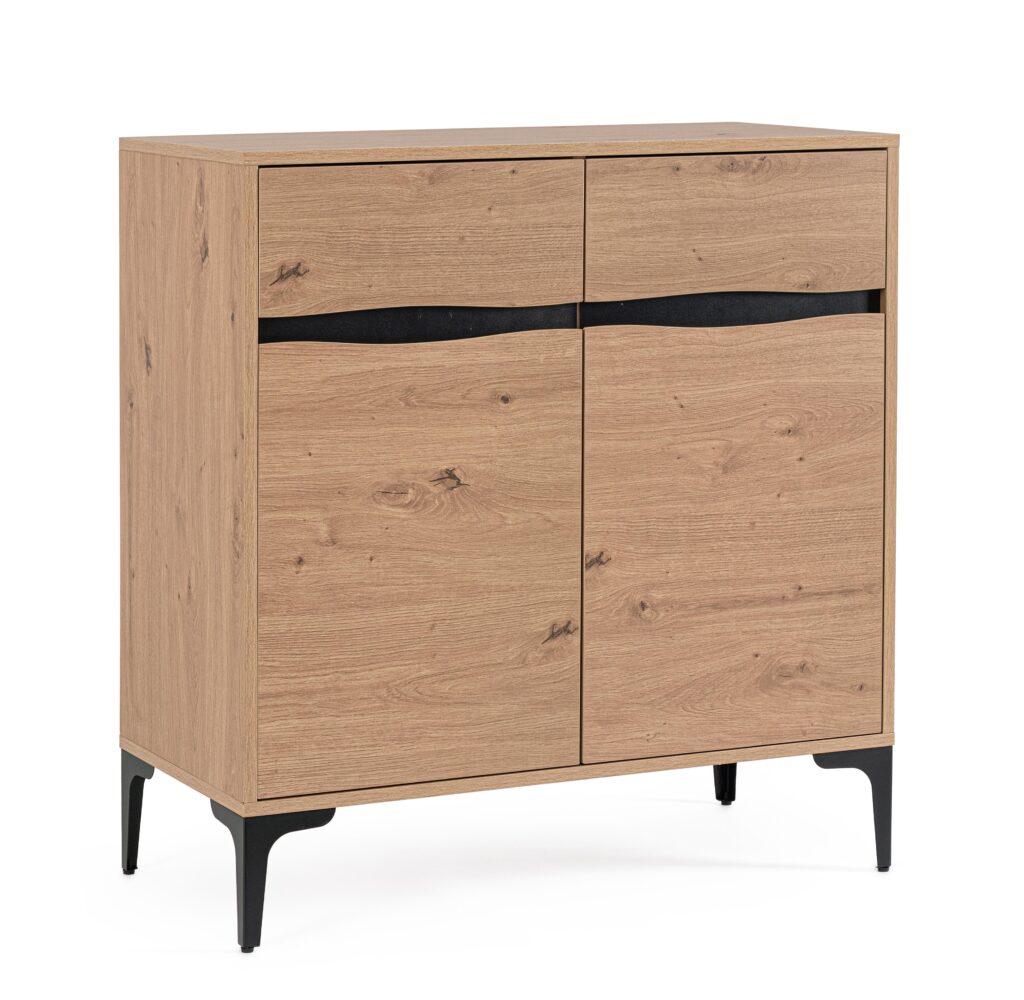 Credenza moderna 2 ante naturale nero Melys 80x87H