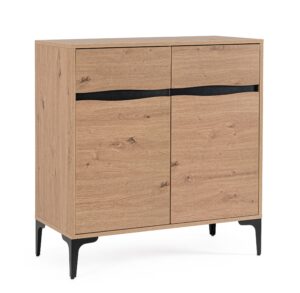 Credenza moderna 2 ante naturale nero Melys 80x87H