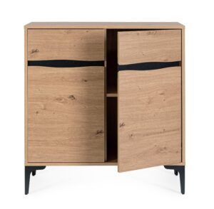 Credenza moderna 2 ante naturale nero Melys 80x87H