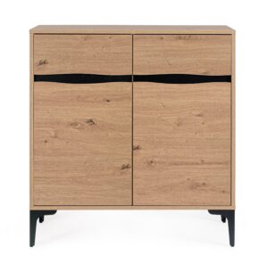 Credenza moderna 2 ante naturale nero Melys 80x87H