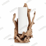Lampada da Tavolo Ace Bianco H80 in Teak
