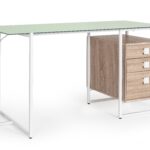 Scrivania Thomas Bianca Con Cassettiera Naturale