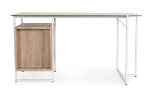 Scrivania Thomas Bianca Con Cassettiera Naturale