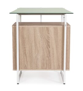 Scrivania Thomas Bianca Con Cassettiera Naturale