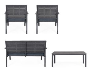 Set Salotto con Cuscini Sarita Antracite in Acciaio e HDPE